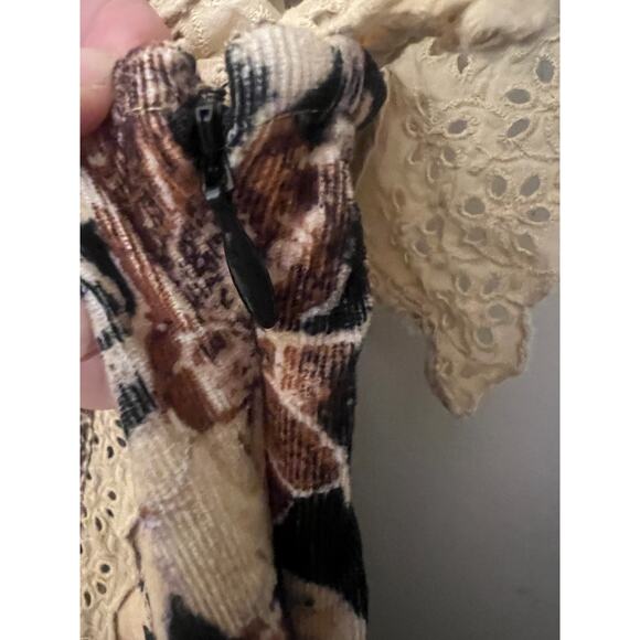 Free People Bali Antoinette Corduroy Mini Dress M Peter Pan Collar Boho Chic - Picture 13 of 14